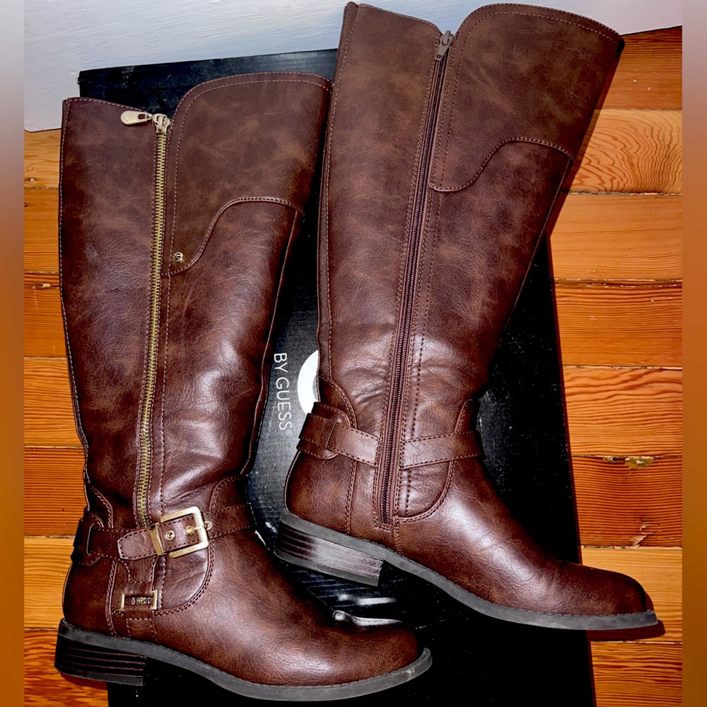 Guess Knee high wide calf brown riding boots 7.5